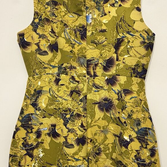 Taylor Dress Bengaline‎ Womens size 2 Green floral silk blend sleeveless bold - Picture 12 of 14